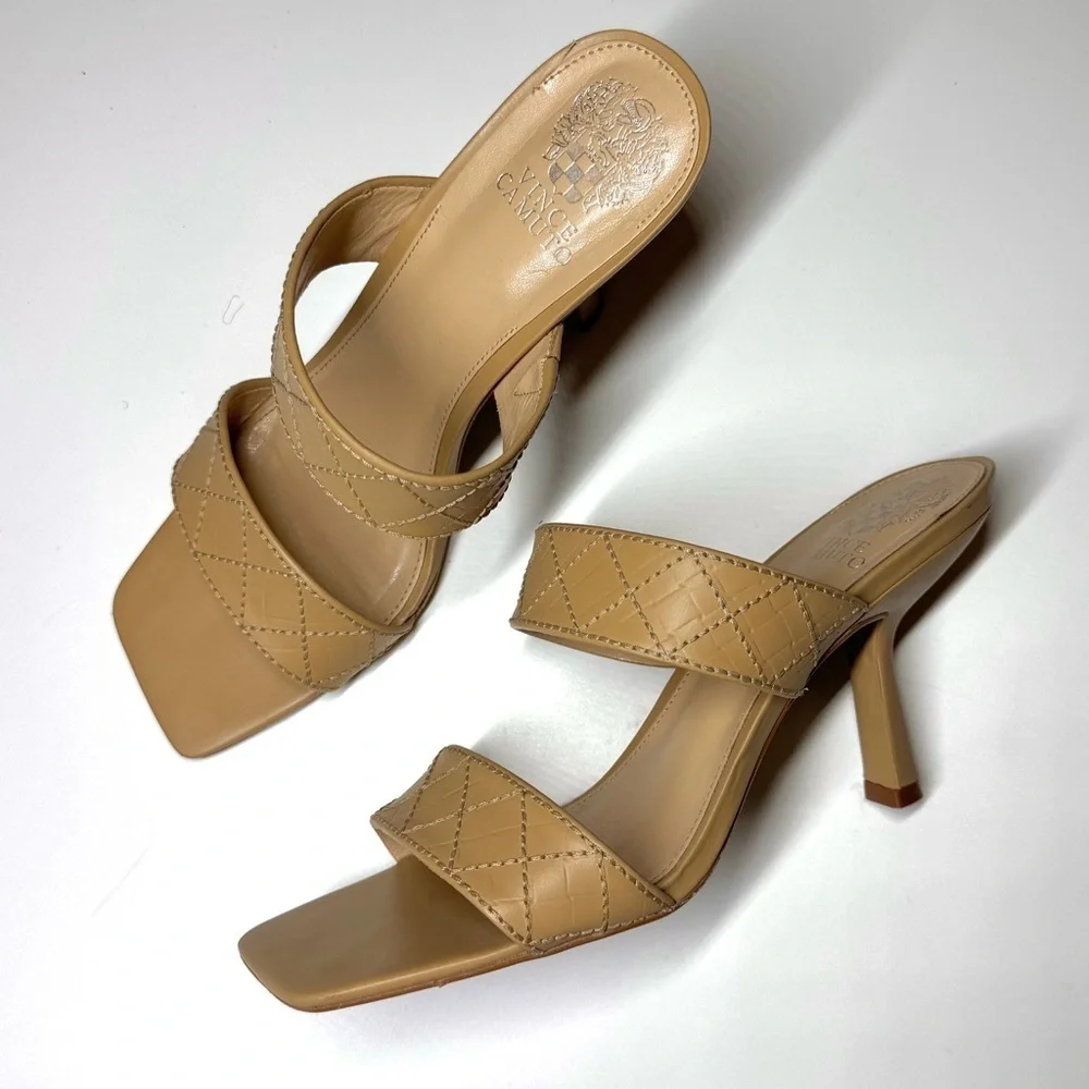 Vince Camuto Women’s Cherzel Slip On Squared Open Toe Heeled Sandal Size- 10